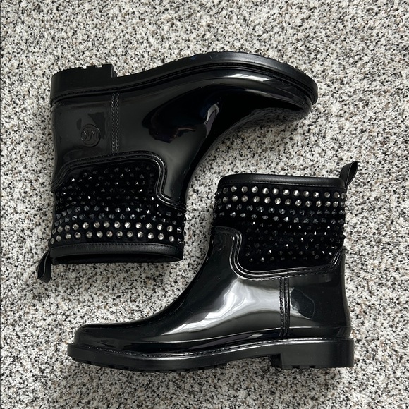 Michael Kors Glossy Black Studded Boots - Picture 6 of 11